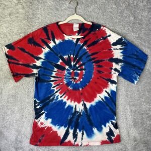 Authentic Pigment Blue Red Tie Dye 100% Cotton T-Shirt Size XL